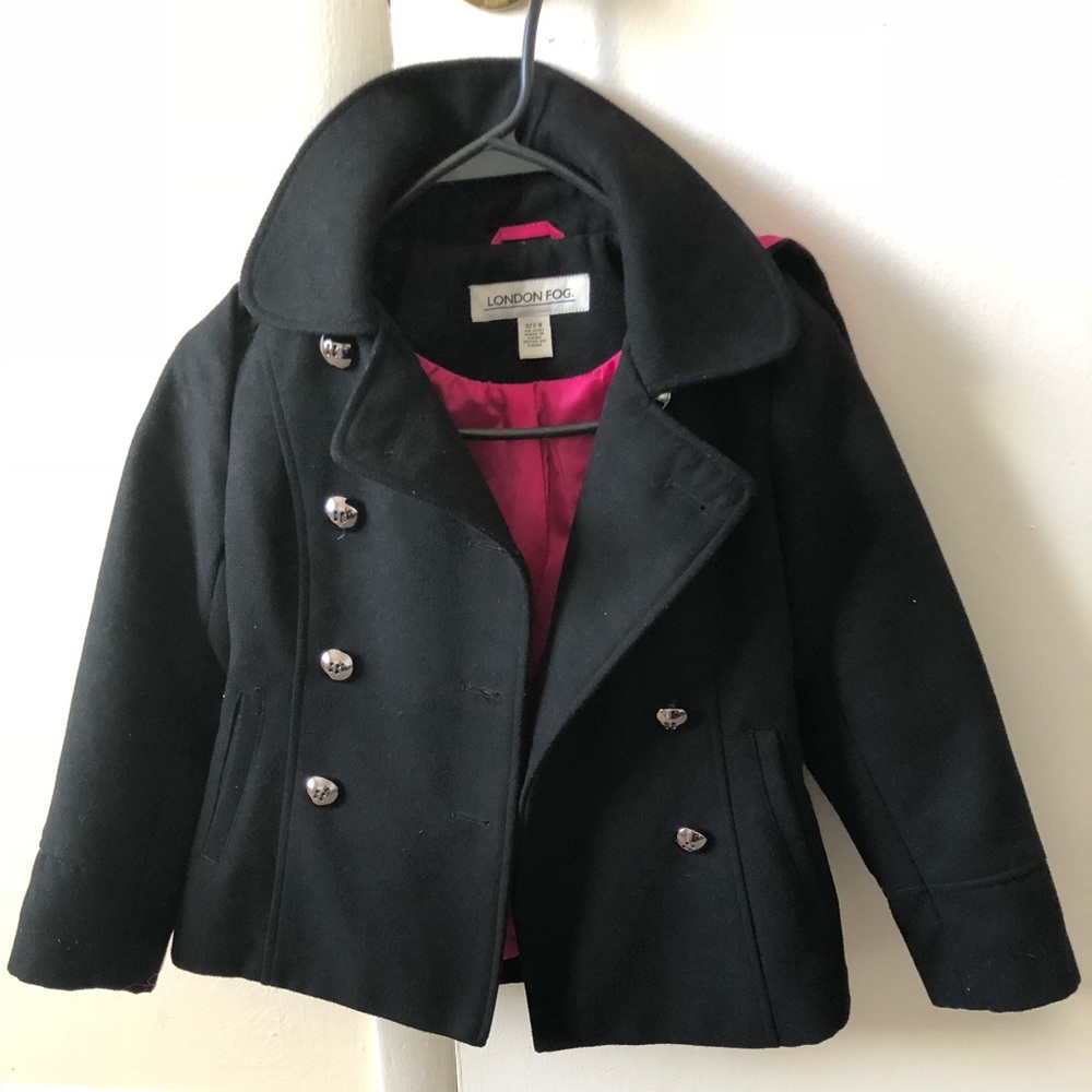 London Fog Girls Black Peacoat